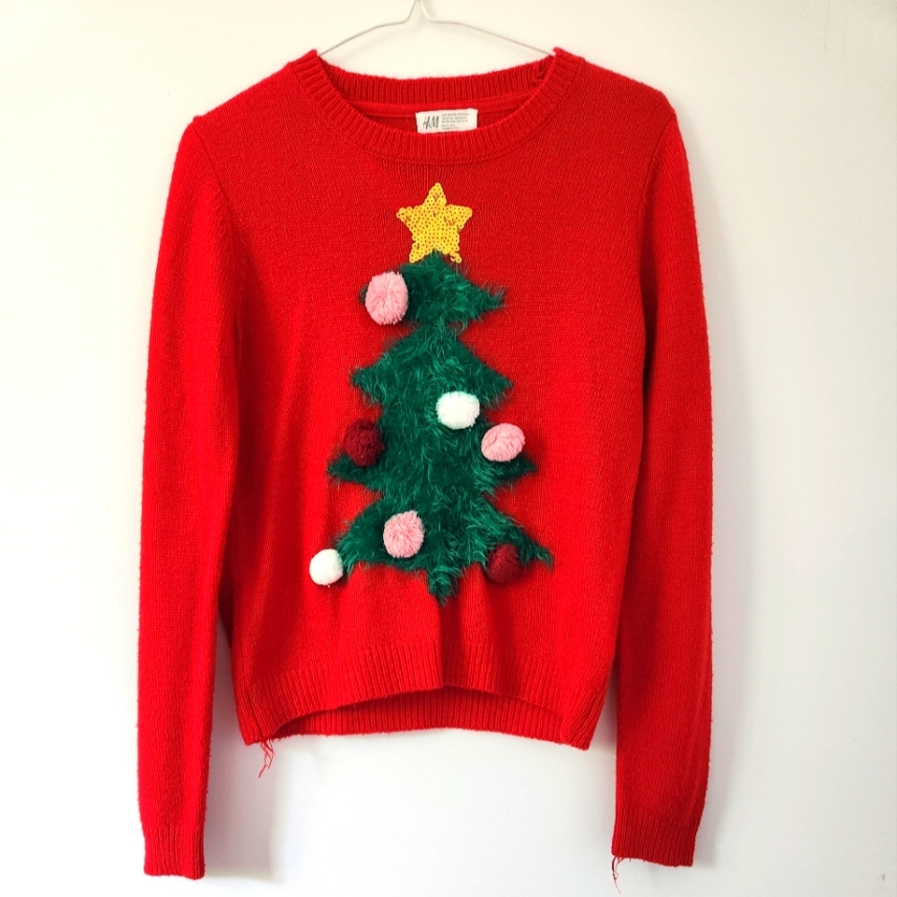 Red H&M Ugly Christmas sweater.